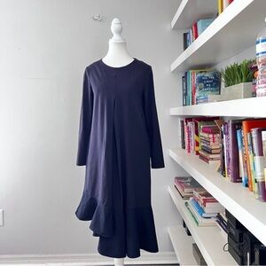 COS Navy long sleeved Asymmetric Midi Dress size small